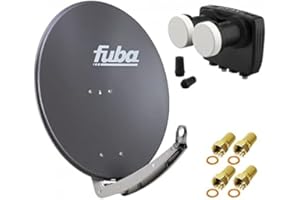 HD Digital Sat Anlage 2 Satelliten Astra/Hotbird - 2 Teilnehmer | Fuba DAA780A Sat Schüssel 78cm anthrazit + DUR-line MB6-TW Monoblock Twin LNB 6° (DVB-S2, HDTV, 4K/8K, 3D) + 4xF-Stecker vergoldet