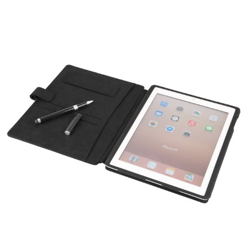 MACOON MC2367BLA Heathrow Organizer Lederhülle für Apple iPad 4/3/2 schwarz