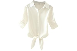 SDERG Summer Tops for Women UK Plus Size Shirt Collar Short Sleeve Fashion Button Women Tops Turn-Down Casual Ladeis Women's Blouse