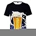 Produktbild Chejarirty Oktoberfest T-Shirt Sommer Herren Oversize 3D Bier Drucken Basic Kurzarm Rundhals T Shirts Bayerische Bierfest Oberteile Männer Slim Fit Freizeit Shirt Tee Lässige Tops (3XL, Schwarz)
