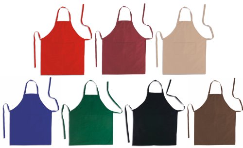 Küchenschürze – Grillschürze – Latzschürze, CREME, 100% Baumwolle, 70 x 85 cm, mit verstellbarem Nackenband und aufgesetzter Tasche vorne. - 2