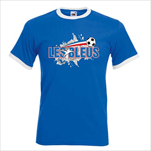 FANLESBLEUS02 Fan Trikot Frankreich Nationalmannschaft T-Shirt Fussball EM 2020 Les Bleus royal blau weiß (S)