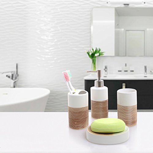 MyGift-Deluxe-4-Pices-en-Cramique-Lot-de-Bain-WDistributeur-de-Savon-Support-pour-brosses--Dents-Gobelet-et-Distributeur-de-Savon