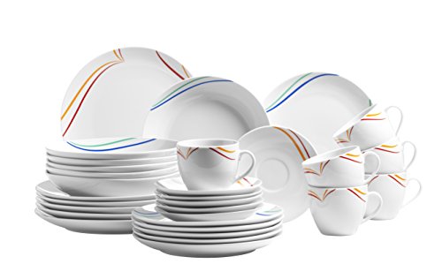 Mäser, Serie Ciliana, Kombiservice 30-teilig, Porzellan Geschirr-Set für 6 Personen