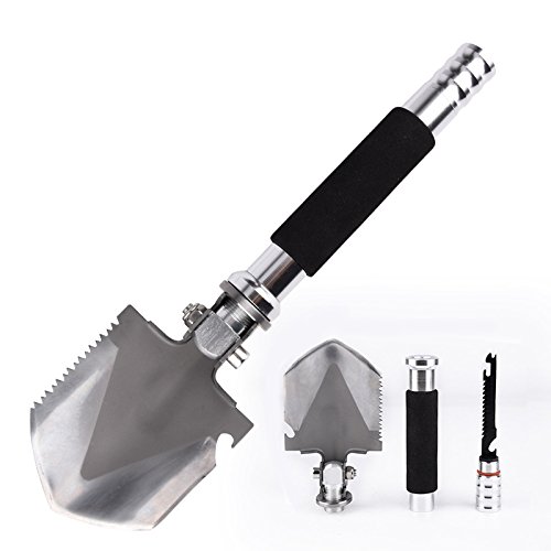 Preisvergleich Produktbild TJW Military Klappspaten, tragbarer Aluminium mulitifunction Legierung Survival Spaten Klappspaten Klappspaten für Camping, Wandern, Rucksackreisen, Gartenarbeit