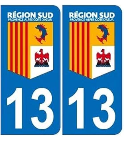 Autocollant Plaque Immatriculation Département 13 Bouches-du-Rhône - Lot De 2 Stickers Vinyle Haute Qualité - Résistance 5-7 Ans Extérieur