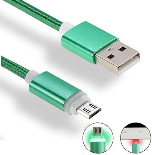 Micro USB Cable, iMusi Nylon Braided OD 4.0mm LED Lightning USB Cord for Sony Samsung HTC LG Android Smartphone - 1M - Green