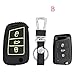 Price comparison product image Happyit Car Remote Key Holder Case Cover for Volkswagen Touareg Tiguan Sunny Sagitar Passat Santana Romance Long line Jetta Bora Touareg POLO Degrees Golf 6 7 Handmade Cross Hand with Fluorescent Effect (B Black)