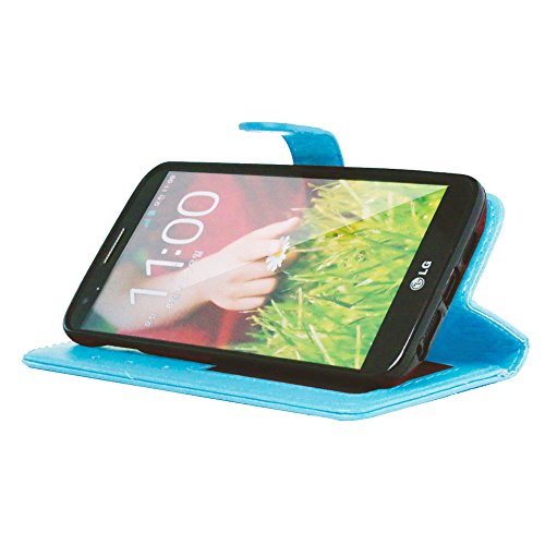 Nancen LG G2 / D802 (5,2 Zoll) Lederhülle Neu Style Acht Farbe Weich PU Flip Case Ledertasche / Schutz Etui, Einfach Vintage Kollektion Karten Slot Foto Wallet Hülle Handy Tasche Zubehör - 5