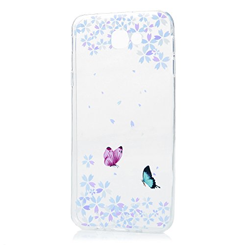 Badalink für Samsung Galaxy J5 Prime/On5 2016 TPU Tasche Schutzhülle Gemalt Aufdruck Muster Bumper Handycover Handyhülle Blumen und Schmetterling - 3