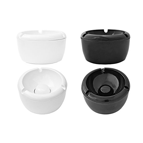 Aschenbecher aus Kunststoff – schwarz weiß Durchmesser 10,0 cm 2 Stück - 4