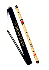 Foxit Bamboo Flutes B Natural 7 Hole Bansuri Size 21 inches (With Free Carry Bag)