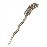 QIYUN.Z Vintage Antique Brass Metal Vivid Peacock Bird Multi-Colored Crystal Bead Women's Hair Accessory Decorative Hair Pin Stick For Long Hair With Tassel