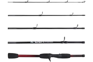RIGGED & READY TRAVEL FISHING K Baitcast - Canna da pesca da viaggio, 6' 182 cm, lunghezza compatta 15,5' 40 cm