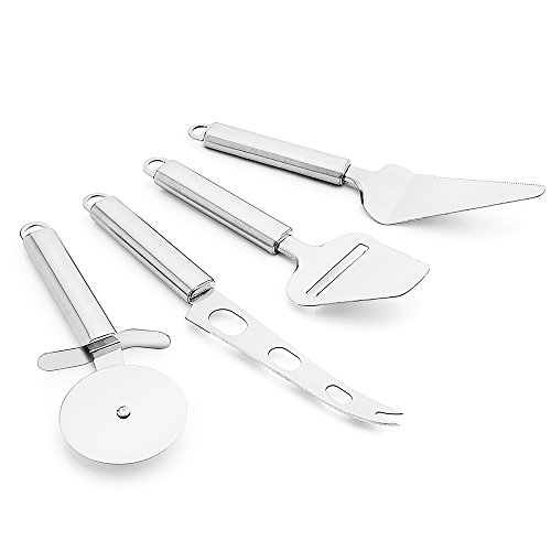 Pizzaschneider Set 4 Stücke Edelstahl käseschneider Käsehobel Käsemesser Deegsnijder Pizzaroller Käsebesteck Küchenhelfer-Set – SveBake - 2