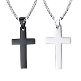 Vnox 2 pedazos de acero inoxidable de los hombres simple cruz simple collar...