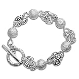 Onefeart Sterling Silber Armband für Frauen Mädchen Damen Stil Korn Armband 20x1CM Silber