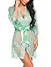 Produktbild Avidlove Damen Kleid Gown Kurz Dessous Kimono Spitze Weiter Ärmel Transparente Robe Mesh mit Gürtel und G-String Bikini Cover Up Spitze Sommer Bat Weiter Ärmel