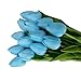 Produktbild SuperSU 10 Stück Tulpe Blumen,Falsche Blumen kunstblumen Hochzeitsstrauß Partei Home Decor mit Blätter Dekoriere Seiden blumenstrauß Blume Knospe Bouquet Garten Party Hausgarten Dekoration (Blau)
