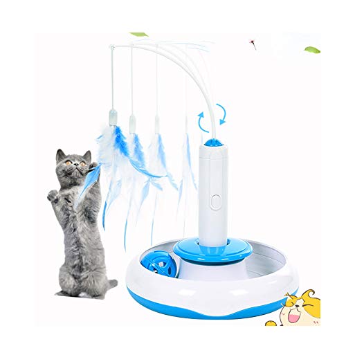 Preisvergleich Produktbild Mishap Elektrische Katzenspielzeug mit Solider Kugel, elektrischer Katzenstock, Blaue und weiße Katzenspielzeug