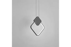 LIGKIN Lampadari a Sospensione LED Moderno 11W Quadrato Creativa Plafoniera in Alluminio LED Lampada da Soffitto per Cucina Soggiorno Camera da letto, Nero