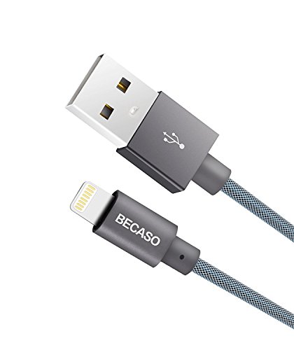 Lightning Kabel BECASO Iphone Ladekabel Datenkabel 2M für iPhone 7/7 Plus SE 6S/6S Plus/6 Plus, 5S/5C/5S Plus/5 Plus, iPad Air 2, iPad Mini 3(Grau)