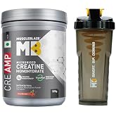 MuscleBlaze Micronised Creatine Monohydrate CreAMP Powder, Juicy Berries (320g) + Cyclone Blender Gym Shaker (700ml)