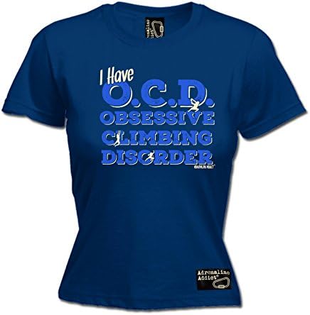 Adrenaline Addict Premium Womens I Have OCD Climbing Fitted T-Shirt Tee/Rock Climbing Funny Fashion Birthday Gift Bouldering accessories Clothing Christmas Present For Her