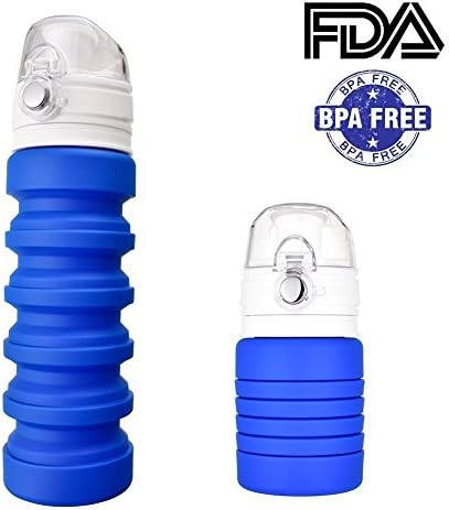 Maltsky Collapsible Water Bottle,Foldable Silicone Kettle Portable Sport Water Bottle 350~500ml Flexible Travel Bottle,BPA-free Eco-Friendly Reusable Drinking Bottle for Outdoor Sport Travel (blue)