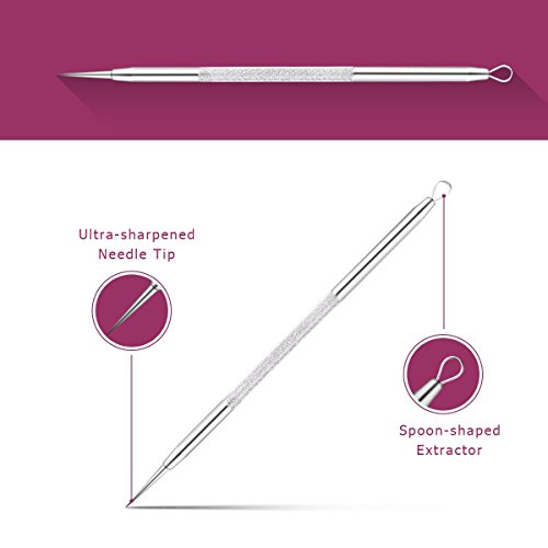 5 Stücke Mitesserentferner -Komedonenquetscher Set Aus Edelstahl+Kostenlos Benutzerhandbuch – Doppelseitig -Nagelhautschieber Werkzeug Professionell Gesundheit Behandlung für Pickel Whiteheads Akne Extraktoren Risikofrei Glatte Nose Gesicht Haut - 2