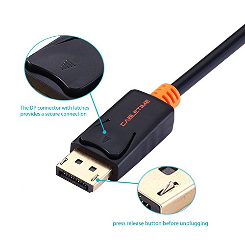 cabletime DisplayPort zu DVI Kabel, DP Männlich auf DVI männlich, digital Video Signal, vergoldet, unterstützt 1080p/Full HD, kompatibel für HDTV, Monitor, Beamer, Signalübertragung (2 m), schwarz - 8