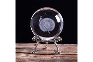 HDCRYSTALGIFTS Presse-papier 3D en forme de pissenlit avec boule de cristal et support de fleurs plaqué argent, 60 mm