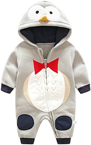 WINWINTOM Toddler Newborn Baby Boys Girls Animal Cartoon Hoodie Rompers Outfits Clothes (12M)