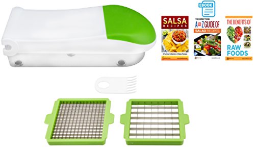 Brieftons QuickPush Food Chopper: Onion Chopper, Vegetable Slicer Dicer, Fruit and Cheese Cutter, with 3 Bonus Recipe Ebooks