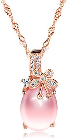 "Pink Butterfly"Pendant Necklace Jewelry,Made with Rose Crystal Anniversary Gifts for Girls and Mother,18"