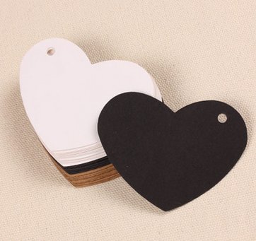 Yalulu 100 Stück Rustikal 45*40mm Kleine Heart Braun Kraft Geschenk Anhänger Papieranhänger Tags Labels zum Hochzeit Party Etikett Selbstgestalten Preisetiketten Preisschild Schilder Anhänger Kofferanhänger DIY Deko (Weiß) - 5
