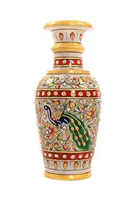 Vaishnavi Marble handicraft Stone Flower Vase (11 X 11 X 24 cm, Multicolour)