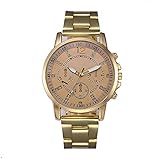 Herren Uhren,Moeavan Mens Quarzuhren I Männer einzigartige analoge Business Casual Fashion Edelstahl Armband analoge Quarz-Armbanduhr mit Diamanten runden Dial Case und stabile Edelstahlband (Gold)