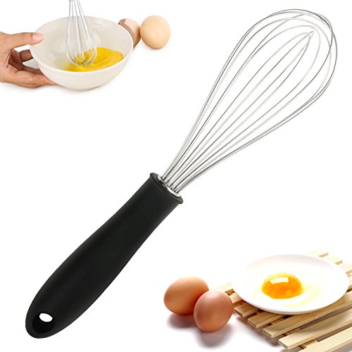 Bystep Küchen Schneebesen,Edelstahl Rührbesen,Ballonschneebesen,Schwerlast Draht Schneebesen mit Silikon Griff Küche Draht Ballon Schneebesen Eierschäumer Schlägerblender Küchenutensilien zum Mischen von Rühren Set von 2 10inch & 12inch - 2