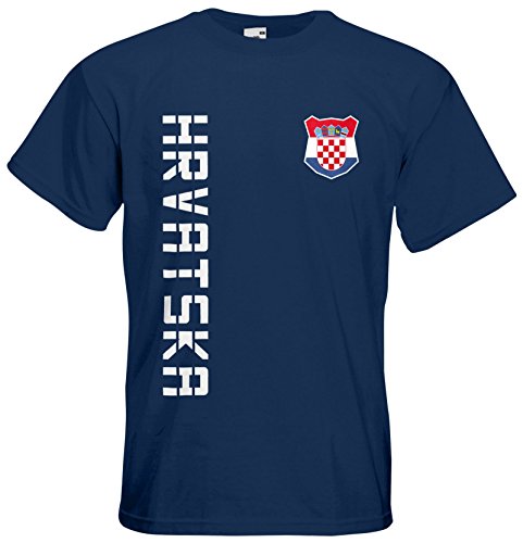 Kroatien Hrvatska EM 2016 T-Shirt Trikot (Navyblau, XXL)