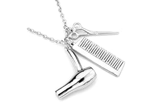 OUTLETISSIMO® Barbieri ET107 - Collar con colgante para secador de pelo, tijeras y peine, Metal