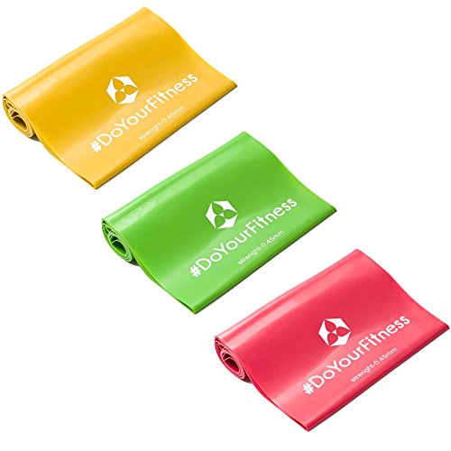 3er-Set Fitnessbänder »Lavana« / Sportband, Trainingsband in den Farben und Stärken gelb 0,35 leicht / grün 0,45 mittel / rot 0,55 kräftig