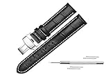 Uhrenarmband 20mm Schwarz Alligator Muster Uhrenarmb?nder Armband Watch Strap mit Faltschliesse