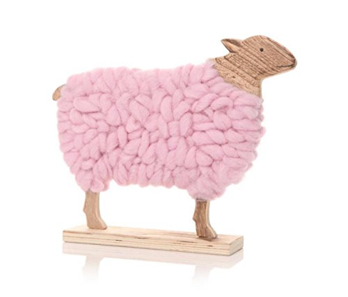 Preisvergleich Produktbild Rosa Wolle Schaf 25 cm Deko Holz