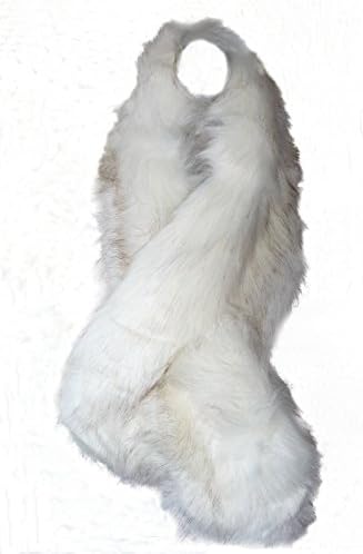 Cream & Brown Fleck Faux Fur Tippet Plush Collar Wrap Stole Neck Shoulder Scarf