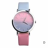 HWTOP Damen Armbanduhr |Analog Display Quarz Uhren |Analoge Quarzwerk Uhr |Armbanduhr Mit Runde Zifferblatt |PU Lederband |Regenbogen-Design Armbanduhren Für Frauen Modeschmuck Geschenk (N)
