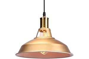 STOEX Lustre Suspension Industrielle Vintage E27 Lampe Plafonniers Retro Abat-jour pour Cuisine Salle à manger Salon Chambre Restaurant Doré