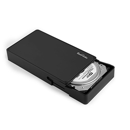 Spinido® USB 3.0 & 2.0 Aluminium Externes Festplatten Gehäuse Optimiert für 3.5" SATA III HDD mit USB 3.0 Kabel, Tool-free (Black)