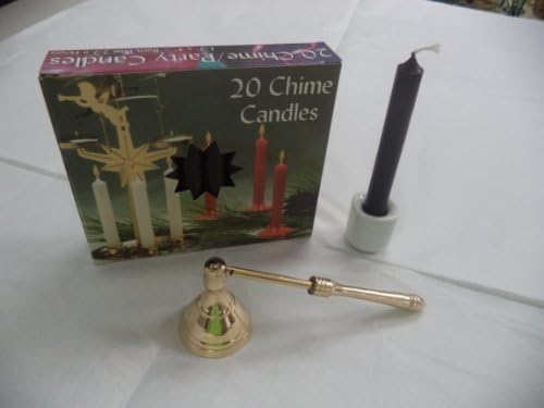 20 Black Mini 4" Chime Spell Altar Candles + Ceramic Holder + Snuffer by Biedermann