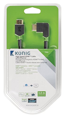 König KNV34260E30 Hochgeschwindigkeits-HDMI-Kabel mit Ethernet, nach rechts abgewinkelt, 3 m grau - 4